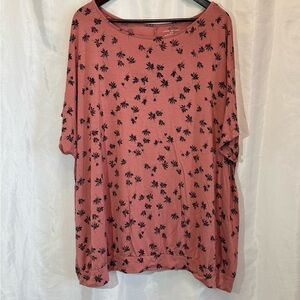 Lane Bryant Pink Floral Short Sleeve Top Size 26/28